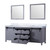 Lexora Marsyas 84 Inch Dark Grey Double Vanity Cabinet, White Carrara Marble Top, White Square Sinks and 34 Inch Mirrors