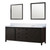 Lexora Marsyas 84 Inch Brown Double Vanity Cabinet, White Quartz Top, White Square Sinks and 34 Inch Mirrors