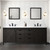 Lexora Marsyas 84 Inch Brown Double Vanity Cabinet, White Quartz Top, White Square Sinks and 34 Inch Mirrors