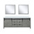 Lexora Marsyas 84 Inch Ash Grey Double Vanity Cabinet, White Quartz Top, White Square Sinks and 34 Inch Mirrors