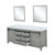 Lexora Marsyas 84 Inch Ash Grey Double Vanity Cabinet, White Quartz Top, White Square Sinks and 34 Inch Mirrors