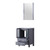 Lexora Volez 24 Inch Dark Grey Single Vanity Cabinet, Integrated Top, White Integrated Square Sink and 22 Inch Mirror
