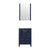 Lexora Volez 24 Inch Navy Blue Single Vanity Cabinet, Integrated Top, White Integrated Square Sink and 22 Inch Mirror