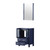 Lexora Volez 24 Inch Navy Blue Single Vanity Cabinet, Integrated Top, White Integrated Square Sink and 22 Inch Mirror
