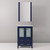 Lexora Volez 24 Inch Navy Blue Single Vanity Cabinet, Integrated Top, White Integrated Square Sink and 22 Inch Mirror