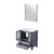 Lexora Volez 30 Inch Dark Grey Single Vanity Cabinet, Integrated Top, White Integrated Square Sink and 28 Inch Mirror