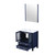 Lexora Volez 30 Inch Navy Blue Single Vanity Cabinet, Integrated Top, White Integrated Square Sink and 28 Inch Mirror