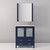 Lexora Volez 30 Inch Navy Blue Single Vanity Cabinet, Integrated Top, White Integrated Square Sink and 28 Inch Mirror