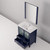 Lexora Volez 30 Inch Navy Blue Single Vanity Cabinet, Integrated Top, White Integrated Square Sink and 28 Inch Mirror
