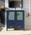 Lexora Volez 30 Inch Navy Blue Single Vanity Cabinet, Integrated Top, White Integrated Square Sink and no Mirror