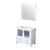 Lexora Volez 36 Inch White Single Vanity Cabinet, Integrated Top, White Integrated Square Sink and 34 Inch Mirror