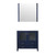 Lexora Volez 36 Inch Navy Blue Single Vanity Cabinet, Integrated Top, White Integrated Square Sink and 34 Inch Mirror