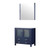 Lexora Volez 36 Inch Navy Blue Single Vanity Cabinet, Integrated Top, White Integrated Square Sink and 34 Inch Mirror