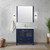 Lexora Volez 36 Inch Navy Blue Single Vanity Cabinet, Integrated Top, White Integrated Square Sink and 34 Inch Mirror