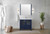 Lexora Volez 36 Inch Navy Blue Single Vanity Cabinet, Integrated Top, White Integrated Square Sink and 34 Inch Mirror