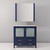Lexora Volez 36 Inch Navy Blue Single Vanity Cabinet, Integrated Top, White Integrated Square Sink and 34 Inch Mirror