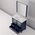 Lexora Volez 36 Inch Navy Blue Single Vanity Cabinet, Integrated Top, White Integrated Square Sink and 34 Inch Mirror