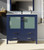Lexora Volez 36 Inch Navy Blue Single Vanity Cabinet, Integrated Top, White Integrated Square Sink and 34 Inch Mirror