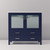 Lexora Volez 36 Inch Navy Blue Single Vanity Cabinet, Integrated Top, White Integrated Square Sink and no Mirror