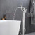 Lexora Cascata Free Standing Bathtub Filler Faucet w/ Handheld Shower Wand - Chrome