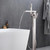 Lexora Cascata Free Standing Bathtub Filler Faucet w/ Handheld Shower Wand - Brushed Nickel