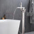 Lexora Cascata Free Standing Bathtub Filler Faucet w/ Handheld Shower Wand - Brushed Nickel