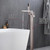 Lexora Mare Free Standing Bathtub Filler Faucet w/ Handheld Shower Wand - Brushed Nickel