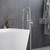 Lexora Lago Free Standing Bathtub Filler Faucet w/ Handheld Shower Wand - Chrome