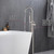Lexora Lago Free Standing Bathtub Filler Faucet w/ Handheld Shower Wand - Brushed Nickel