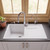 Alfi AB1620DI-W White 34" x 20" Single Bowl Granite Composite Kitchen Sink with Drainboard
