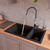 ALFI Black 34" x 20" Double Bowl Drop In Granite Composite Kitchen Sink - AB3319DI-BLA