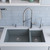 ALFI AB3319UM-T Titanium 34" x 19" Double Bowl Undermount Granite Composite Kitchen Sink