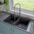 ALFI Black 34" x 20" Drop-In Double Bowl Granite Composite Kitchen Sink - AB3420DI-BLA