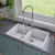 ALFI White 34" x 20" Drop-In Double Bowl Granite Composite Kitchen Sink - AB3420DI-W