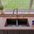 ALFI Black 34" x 18" Undermount Double Bowl Granite Composite Kitchen Sink - AB3420UM-BLA