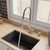 ALFI Brushed Nickel Single Handle Kitchen Faucet with Black Rubber Stem - ABKF3001-BN