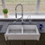 ALFI Polished Chrome Double Spout Commercial Spring Kitchen Faucet with Pullout Spray - ABKF3787-PC