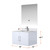 Lexora Geneva 30" Glossy White Single Wall Mount Vanity Cabinet, White Carrara Marble Top, White Square Sink and 30" LED Mirror w/ Faucet