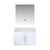 Lexora Geneva 30" Glossy White Single Wall Mount Vanity Cabinet, White Carrara Marble Top, White Square Sink and 30" LED Mirror