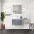Lexora Geneva 30" Dark Grey Single Wall Mount Vanity Cabinet, White Carrara Marble Top, White Square Sink and 30" LED Mirror w/ Faucet