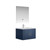 Lexora Geneva 30" Navy Blue Single Wall Mount Vanity, White Carrara Marble Top, White Square Sink and 30" LED Mirror w/ Faucet