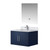 Lexora Geneva 30" Navy Blue Single Wall Mount Vanity Cabinet, White Carrara Marble Top, White Square Sink and 30" LED Mirror w/ Faucet
