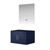 Lexora Geneva 30" Navy Blue Single Wall Mount Vanity Cabinet, no Top and 30" LED Mirror