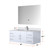 Lexora Geneva 48" Glossy White Single Wall Mount Vanity Cabinet, White Carrara Marble Top, White Square Sink and 48" LED Mirror w/ Faucet
