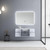 Lexora Geneva 48" Glossy White Single Wall Mount Vanity, White Carrara Marble Top, White Square Sink and 48" LED Mirror