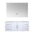 Lexora Geneva 48" Glossy White Single Wall Mount Vanity, White Carrara Marble Top, White Square Sink and 48" LED Mirror