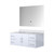 Lexora Geneva 48" Glossy White Single Wall Mount Vanity Cabinet, White Carrara Marble Top, White Square Sink and 48" LED Mirror