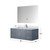 Lexora Geneva 48" Dark Grey Single Wall Mount Vanity Cabinet, White Carrara Marble Top, White Square Sink and 48" LED Mirror w/ Faucet