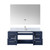 Lexora Geneva 48" Navy Blue Single Wall Mount Vanity Cabinet, White Carrara Marble Top, White Square Sink and 48" LED Mirror w/ Faucet