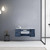 Lexora Geneva 48" Navy Blue Single Wall Mount Vanity, White Carrara Marble Top, White Square Sink and no Mirror